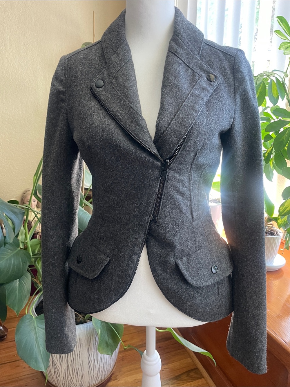 MBG Tailored Dark Gray Women's Wool-Blend Jacket
